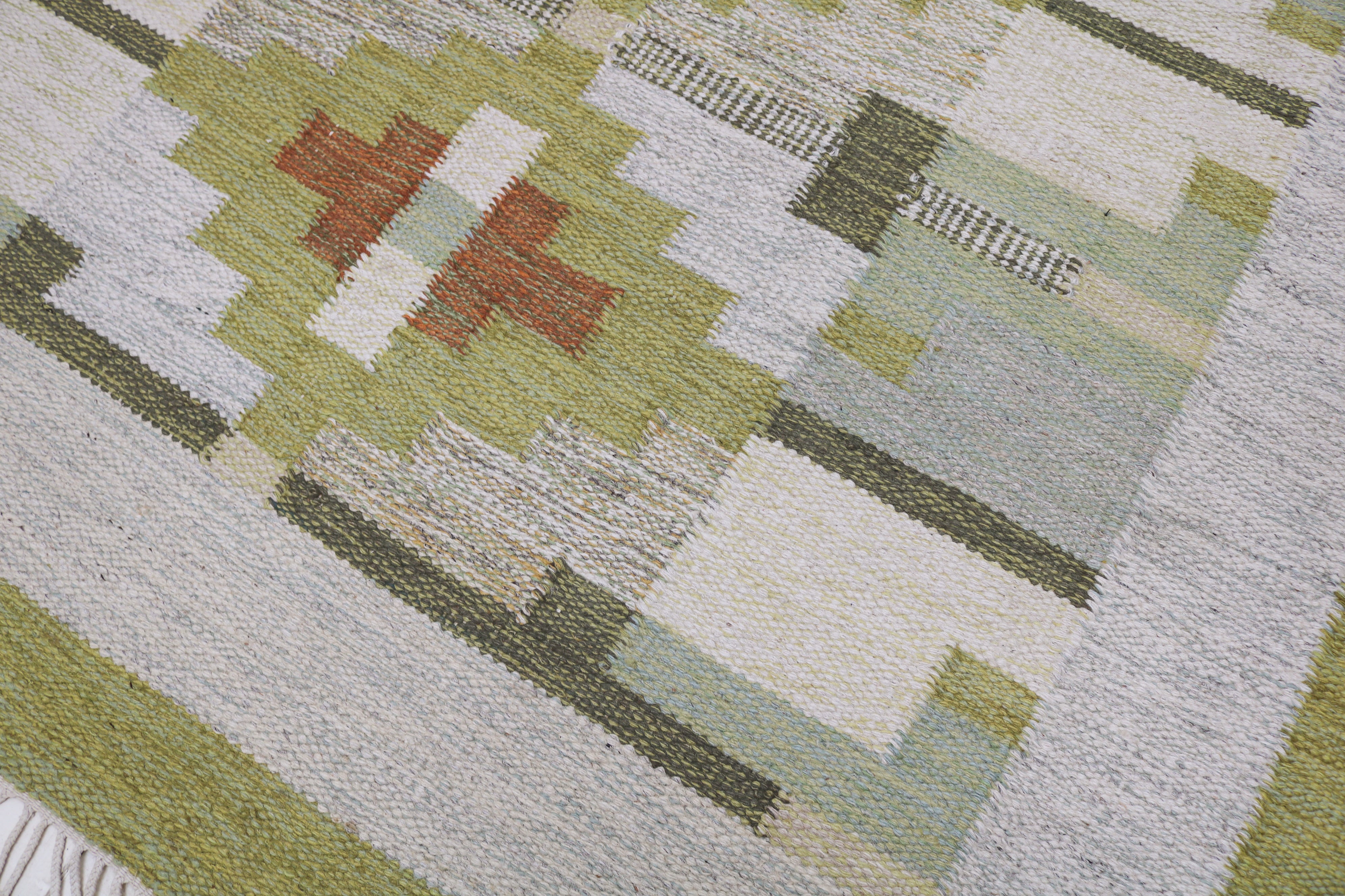 Vintage Swedish kilim rug 188 × 137 cm, handwoven wool Scandinavian flatweave 8