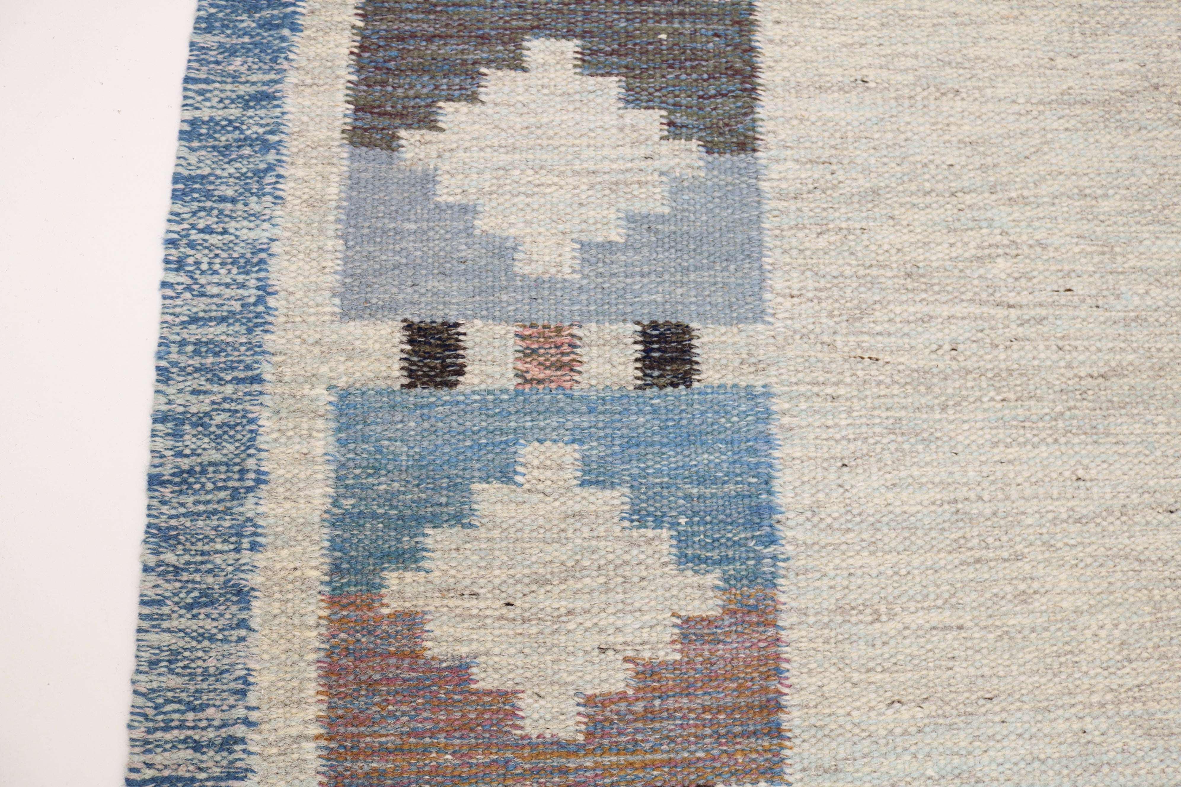 Vintage Swedish kilim rug 188 × 137 cm, handwoven wool Scandinavian flatweave 11