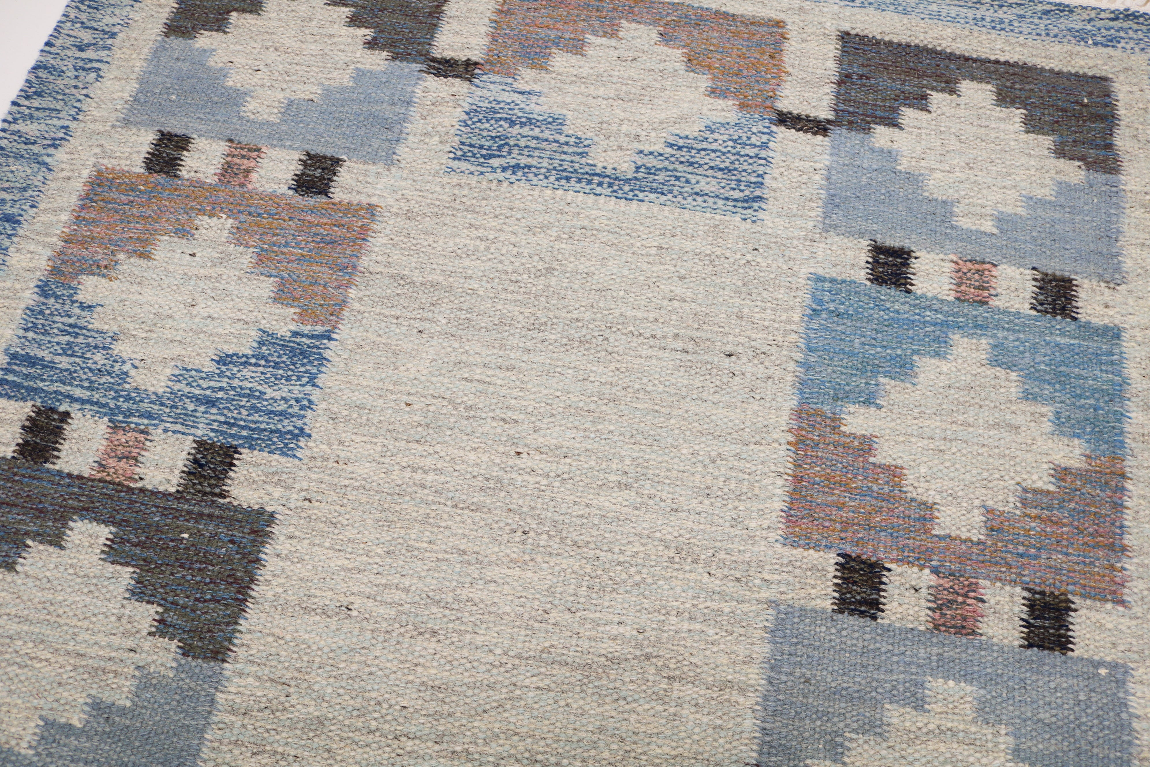 Vintage Swedish kilim rug 188 × 137 cm, handwoven wool Scandinavian flatweave 10