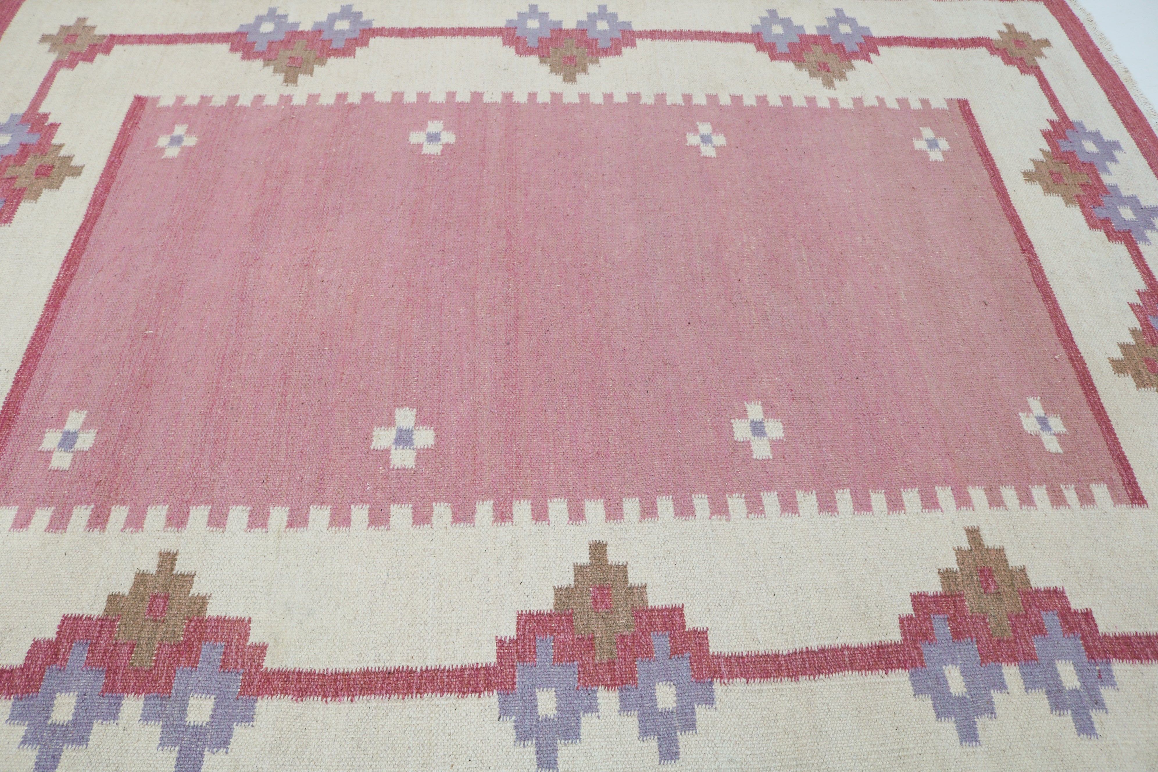 Vintage Swedish kilim rug 188 × 137 cm, handwoven wool Scandinavian flatweave 10