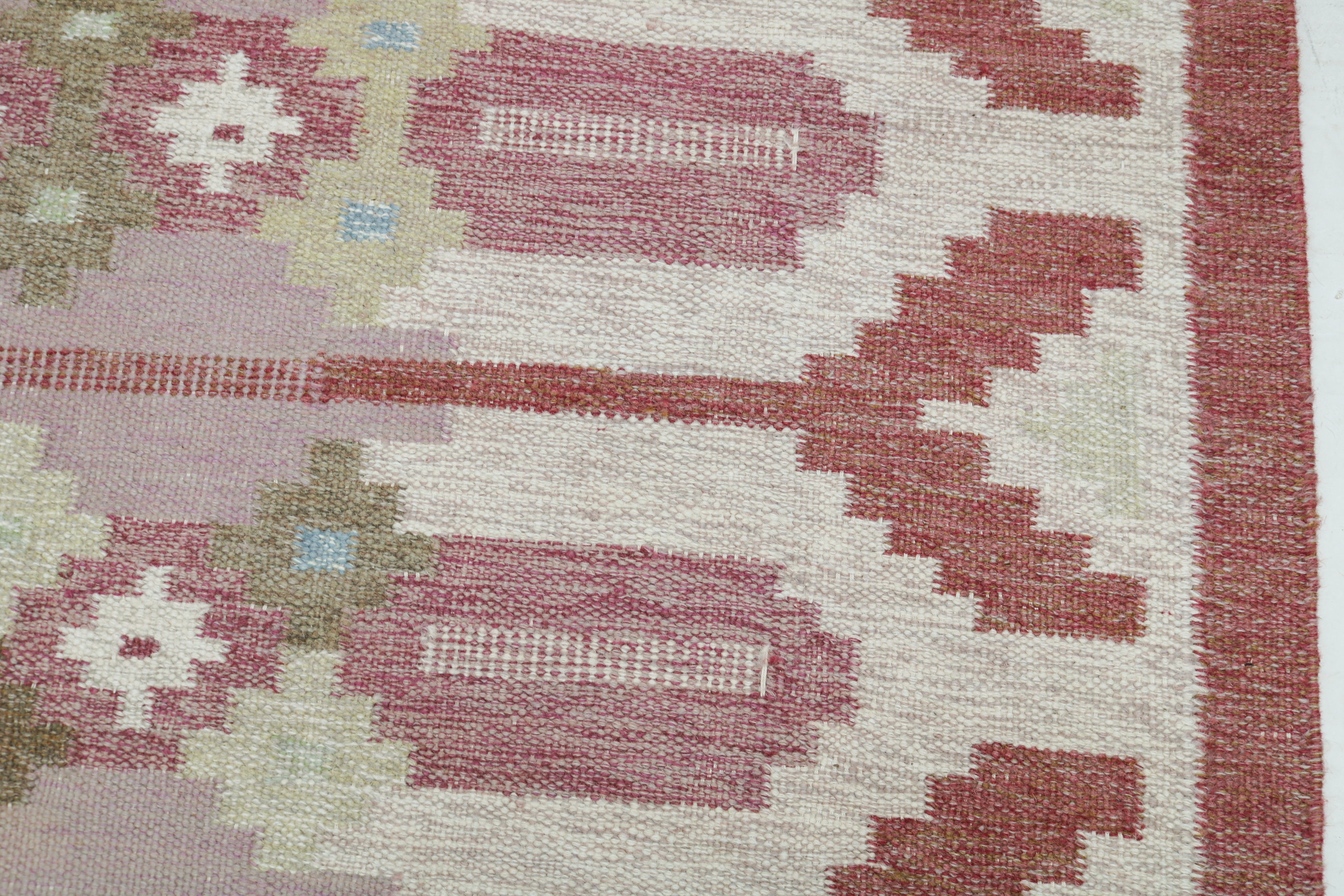 Vintage Swedish kilim rug 230 × 170 cm, handwoven wool flatweave with mid-century Scandinavian design 