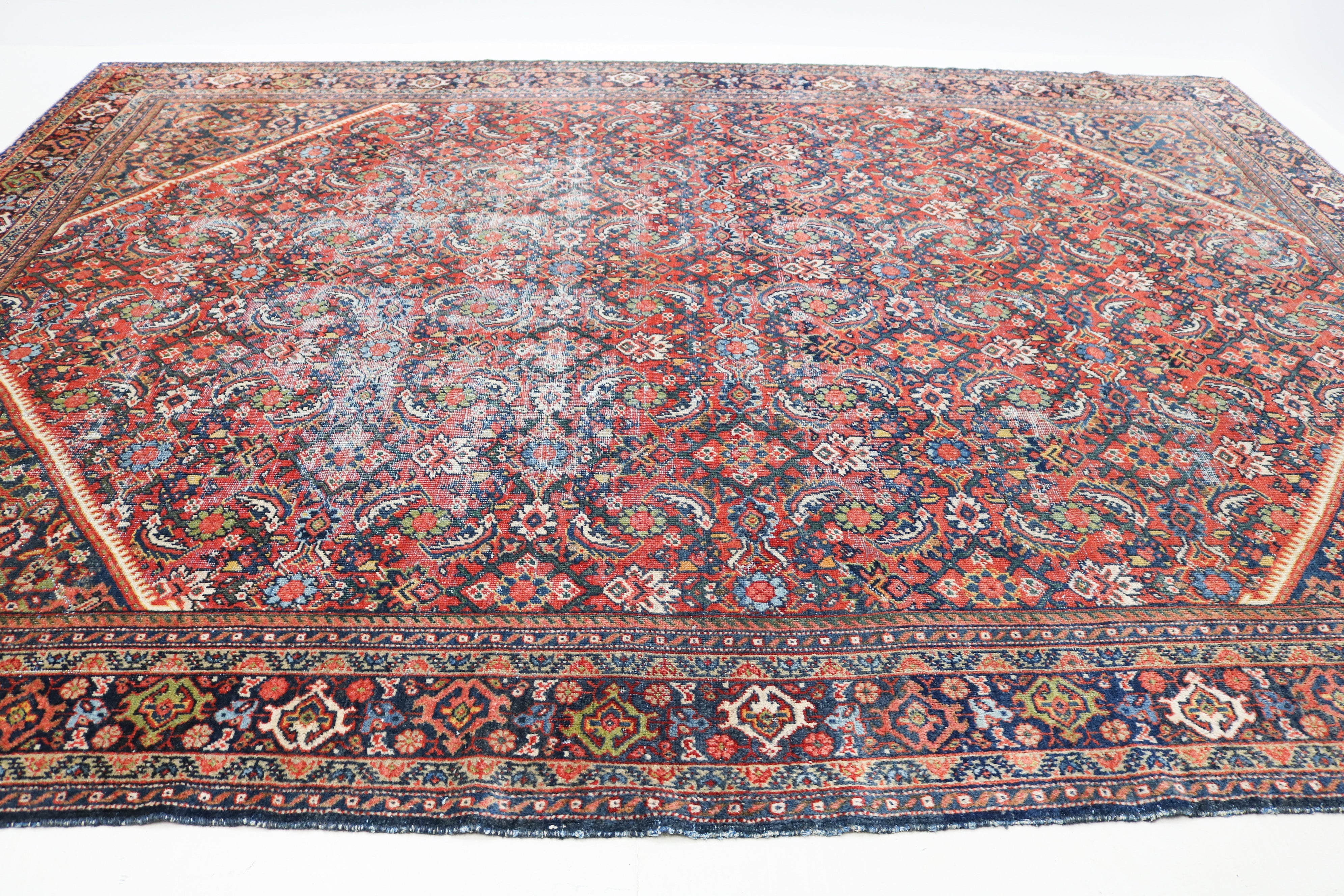 Antique Persian Mahal rug 380 × 278 cm, hand-knotted in wool, circa 1920
