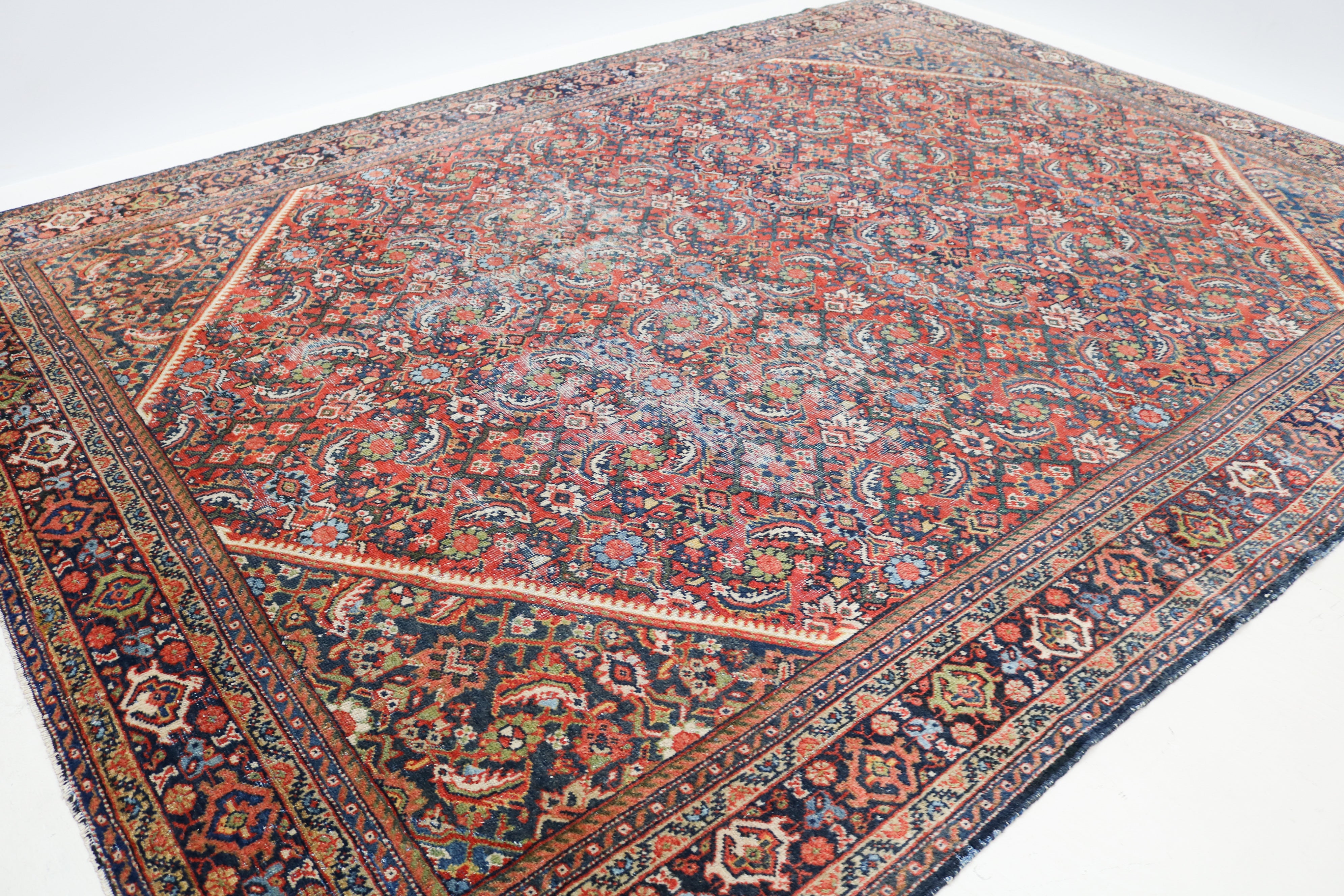 Antique Persian Mahal rug 380 × 278 cm, hand-knotted in wool, circa 1920