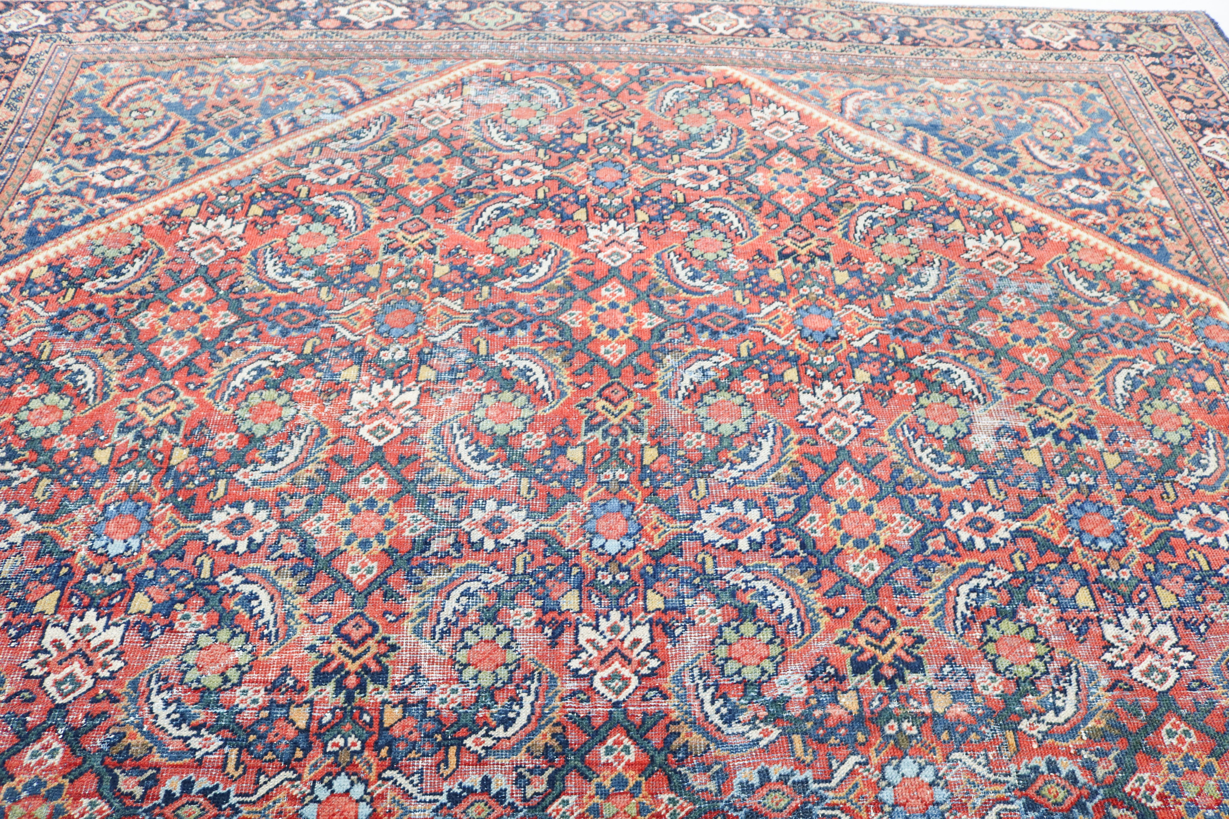 Antique Persian Mahal rug 380 × 278 cm, hand-knotted in wool, circa 1920
