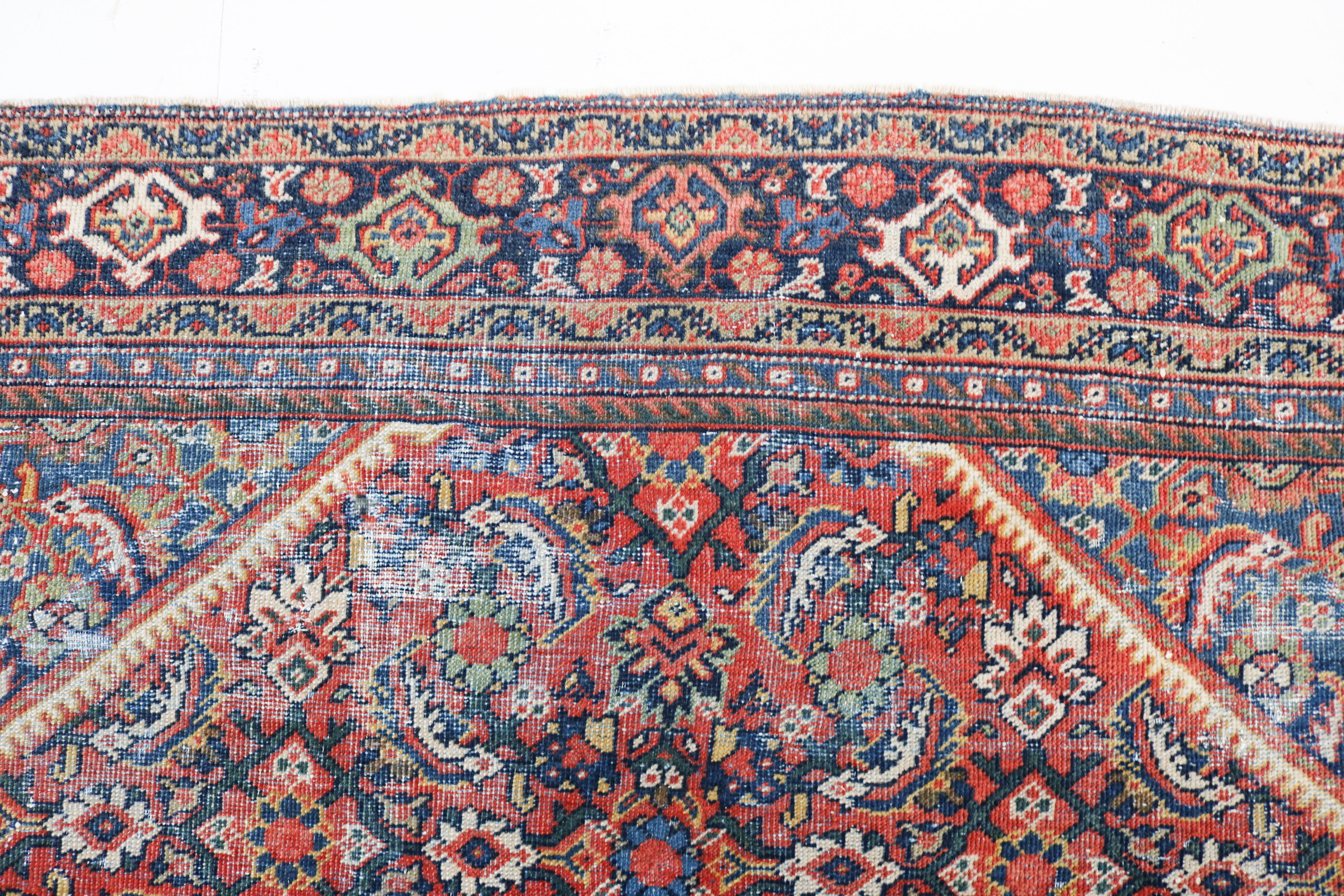 Antique Persian Mahal rug 380 × 278 cm, hand-knotted in wool, circa 1920