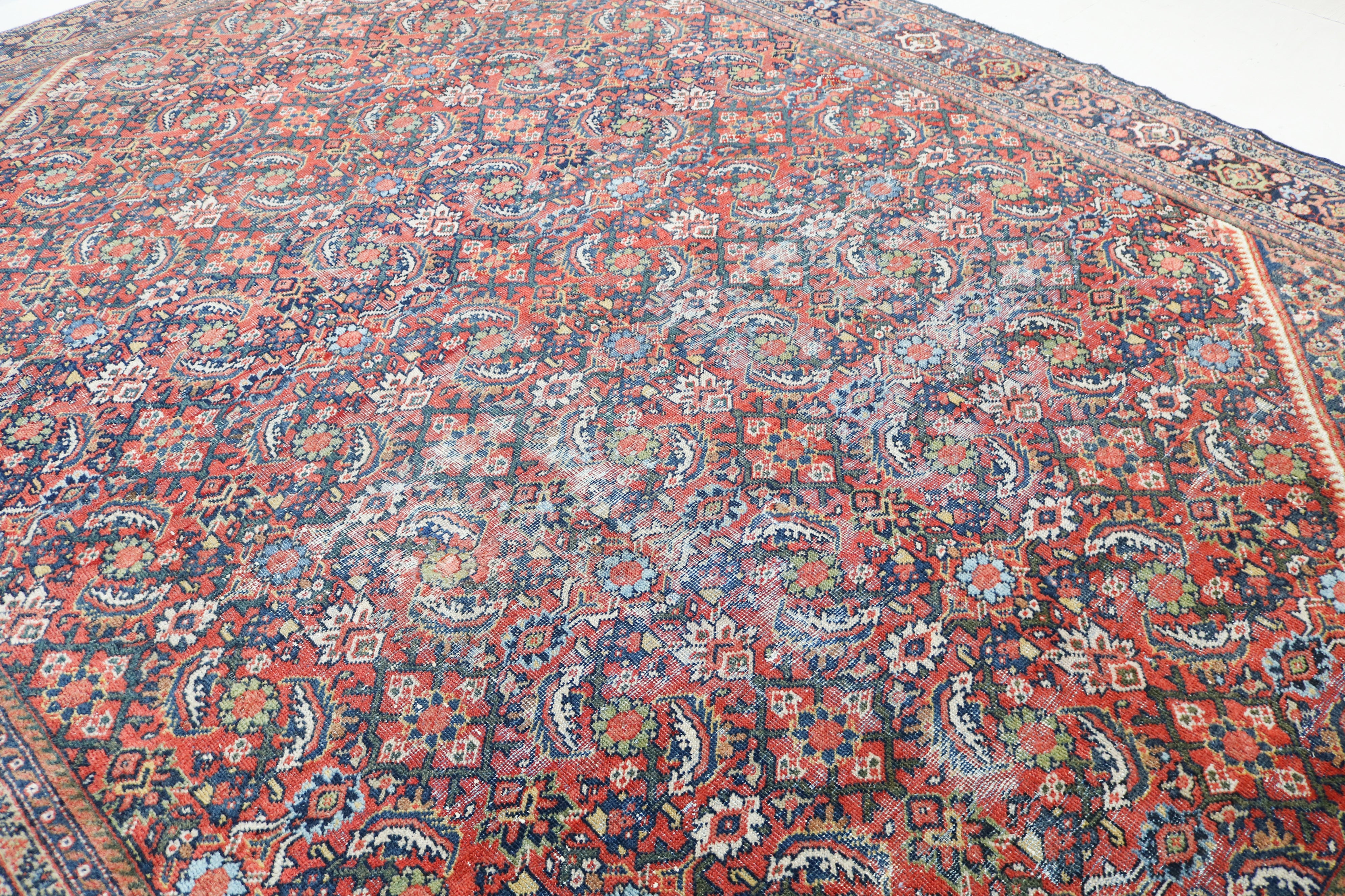 Antique Persian Mahal rug 380 × 278 cm, hand-knotted in wool, circa 1920