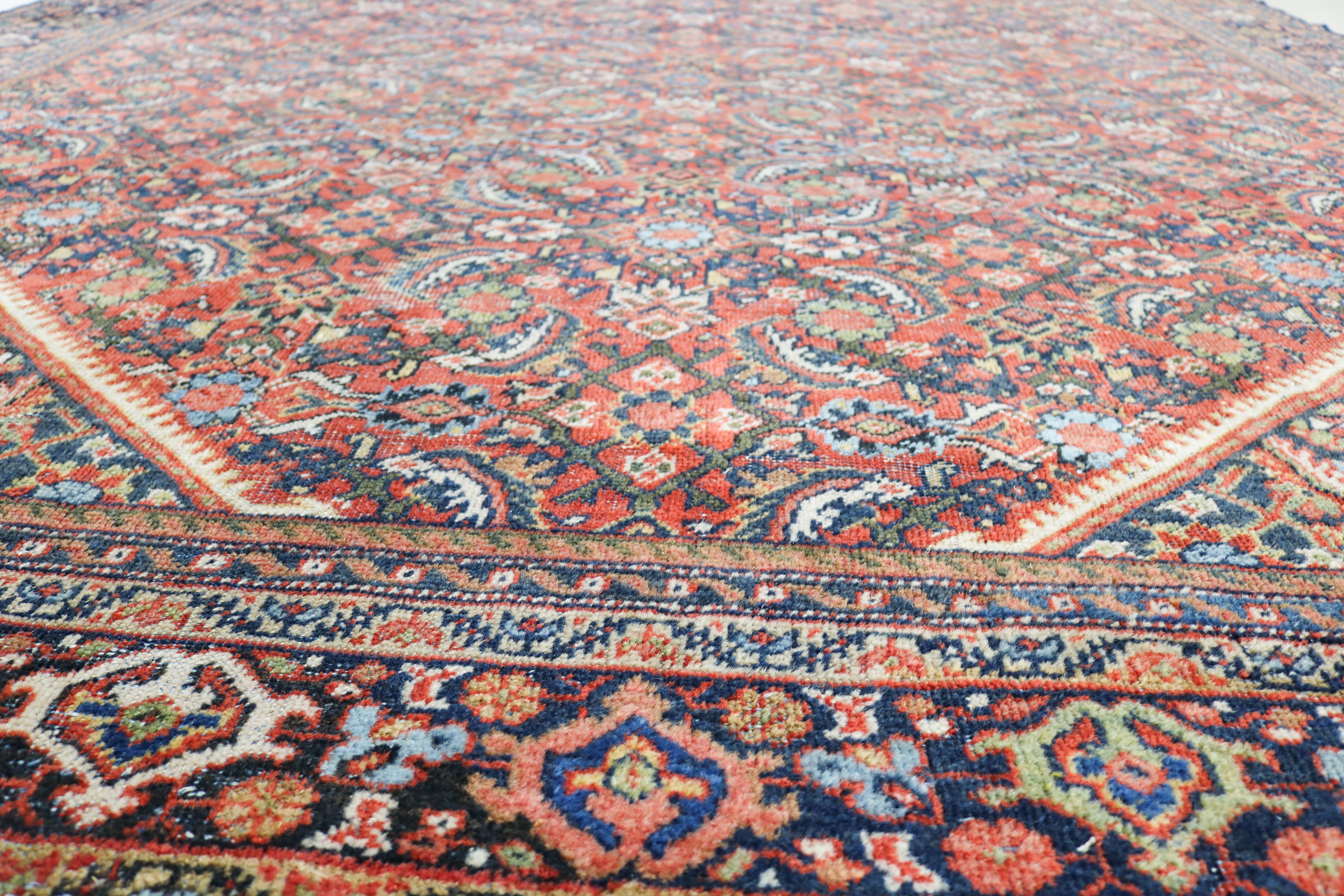 Antique Persian Mahal rug 380 × 278 cm, hand-knotted in wool, circa 1920