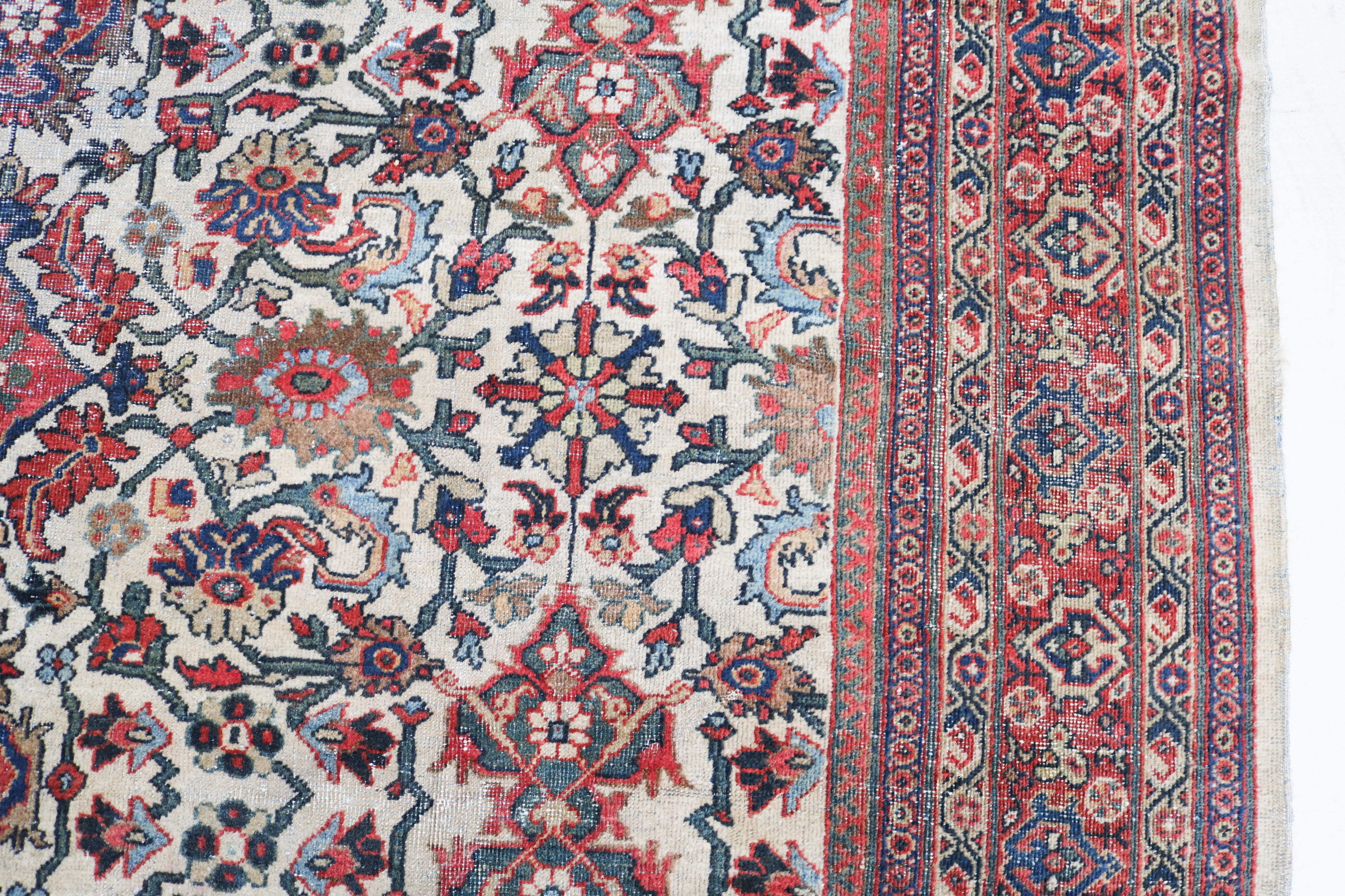 Antique Persian Mahal rug 350 × 256 cm, hand-knotted in wool, circa 1920