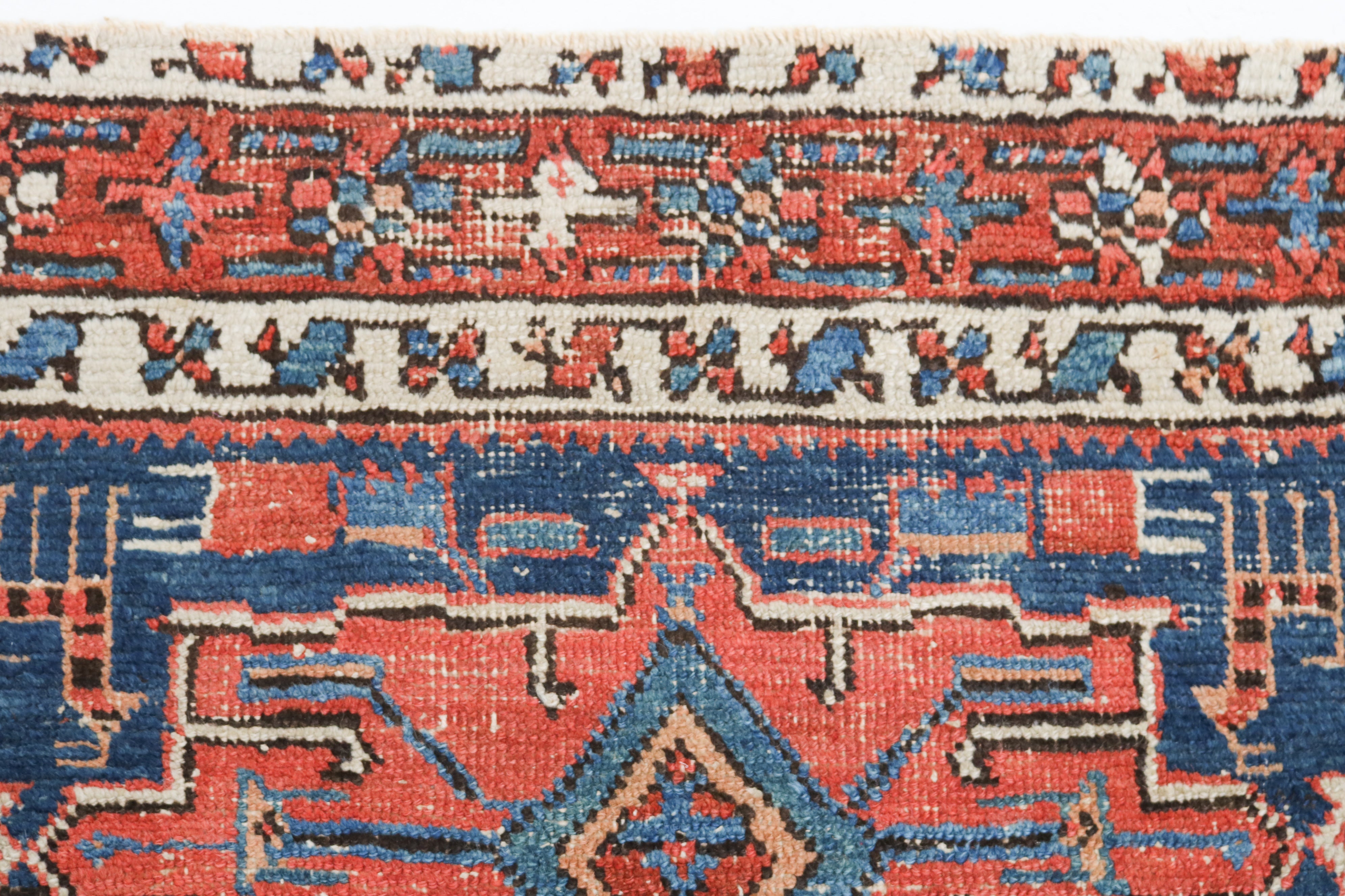Antique Persian Bakhshayesh rug circa 1900, hand-knotted in wool with geometric design and naturally aged character
