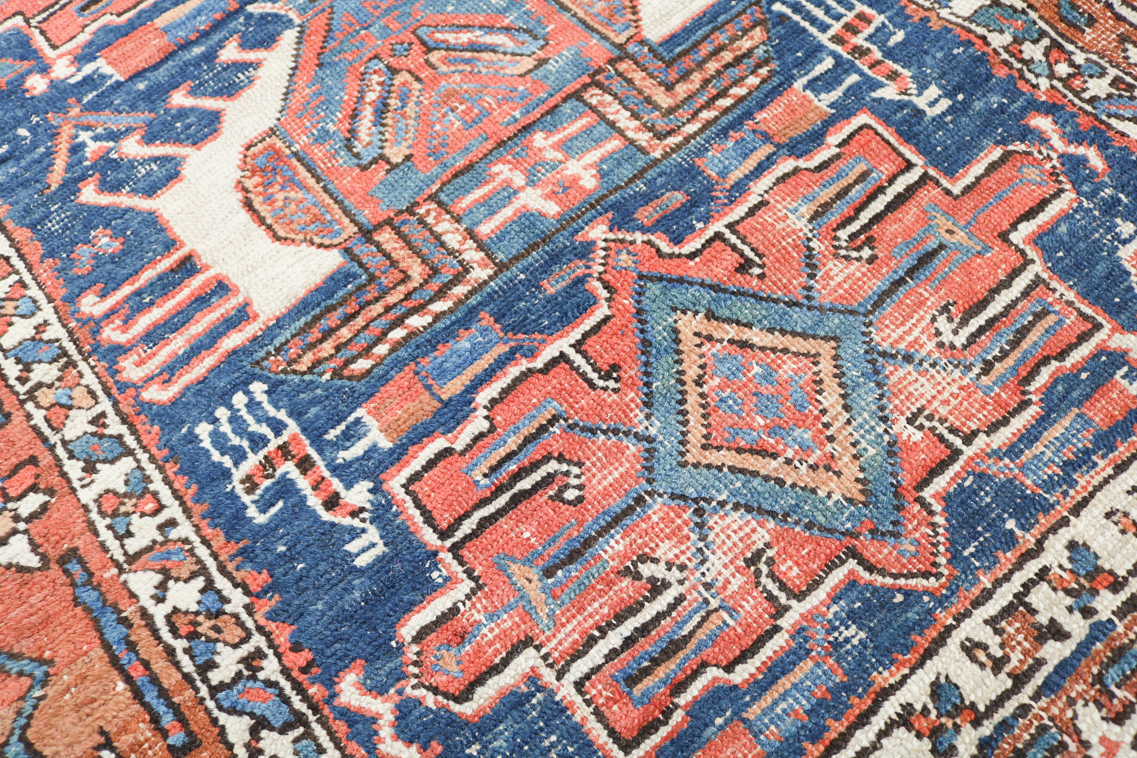 Antique Persian Bakhshayesh rug circa 1900, hand-knotted in wool with geometric design and naturally aged character