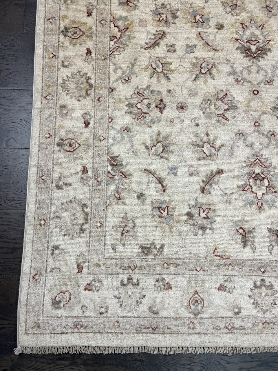 New Afghan Ziegler rug with soft ivory field and delicate all-over floral motifs