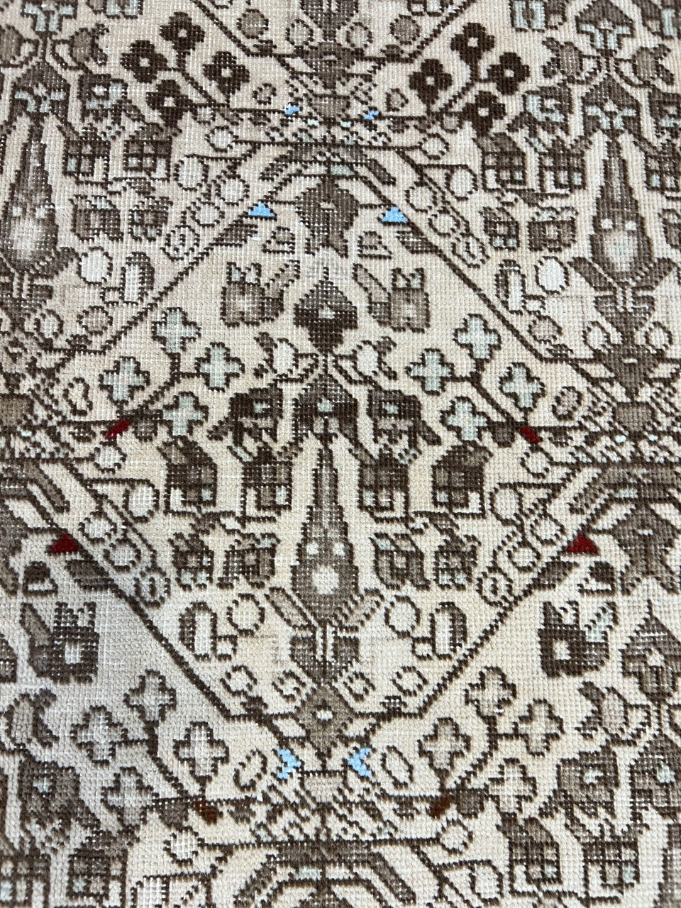 Angled view highlighting intricate Afshar motifs and finely patterned borders