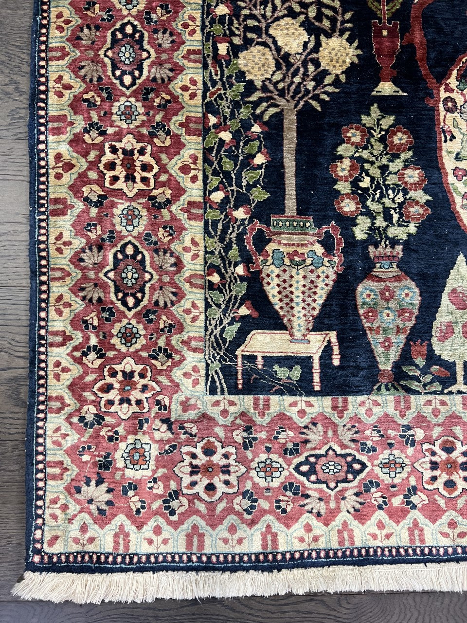 Vintage Turkish Kaisary prayer rug with light blue field, ornate borders and central niche