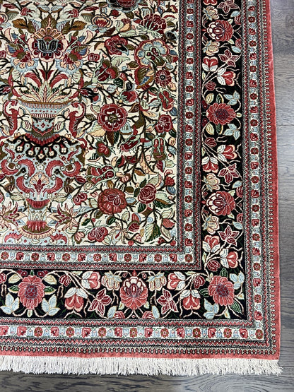 Amazing vintage decorative Qom silk rug - Hakiemie Rug Gallery