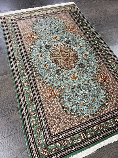 Wonderful vintage decorative Qom silk rug - Hakiemie Rug Gallery