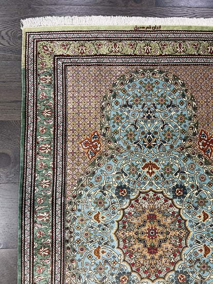 Wonderful vintage decorative Qom silk rug - Hakiemie Rug Gallery