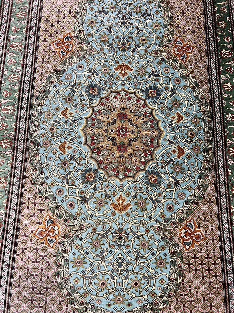Wonderful vintage decorative Qom silk rug - Hakiemie Rug Gallery