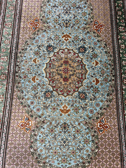 Wonderful vintage decorative Qom silk rug - Hakiemie Rug Gallery